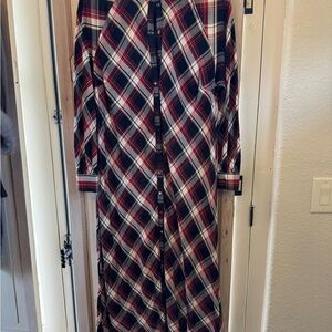 H&M Long-Sleeve Plaid Maxi Dress in Black, Red & White